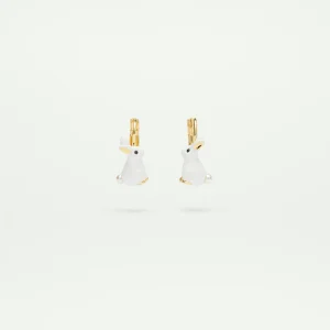 Boucles d'oreilles dormeuses lapin et perle