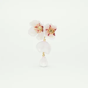 Broche fleur blanche du japon et pétale
