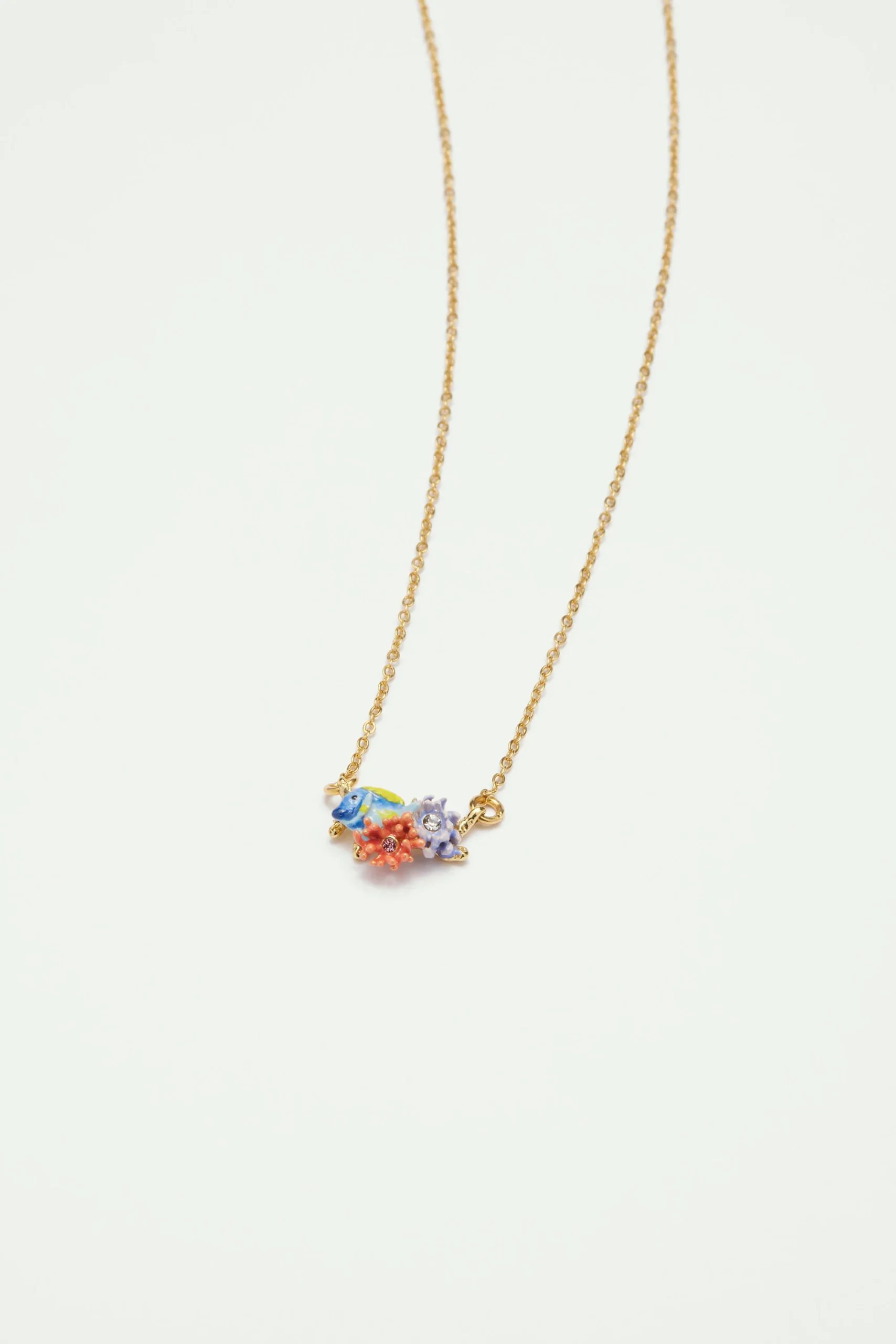 Collier pendentif poisson bleu et anémone rose – Image 3