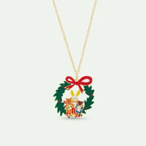 Collier pendentif couronne et chorale de noël