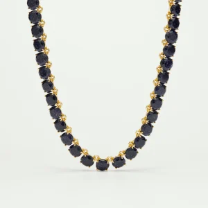Collier ras de cou pierres rondes la diamantine bleu nuit pailleté
