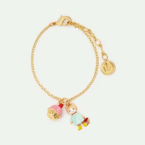 Bracelet pendentif chat roux et patisserie
