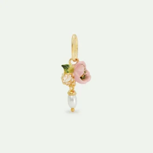 Pendentif héllébore rose et perle fantaisie, Féminité et Douceur
