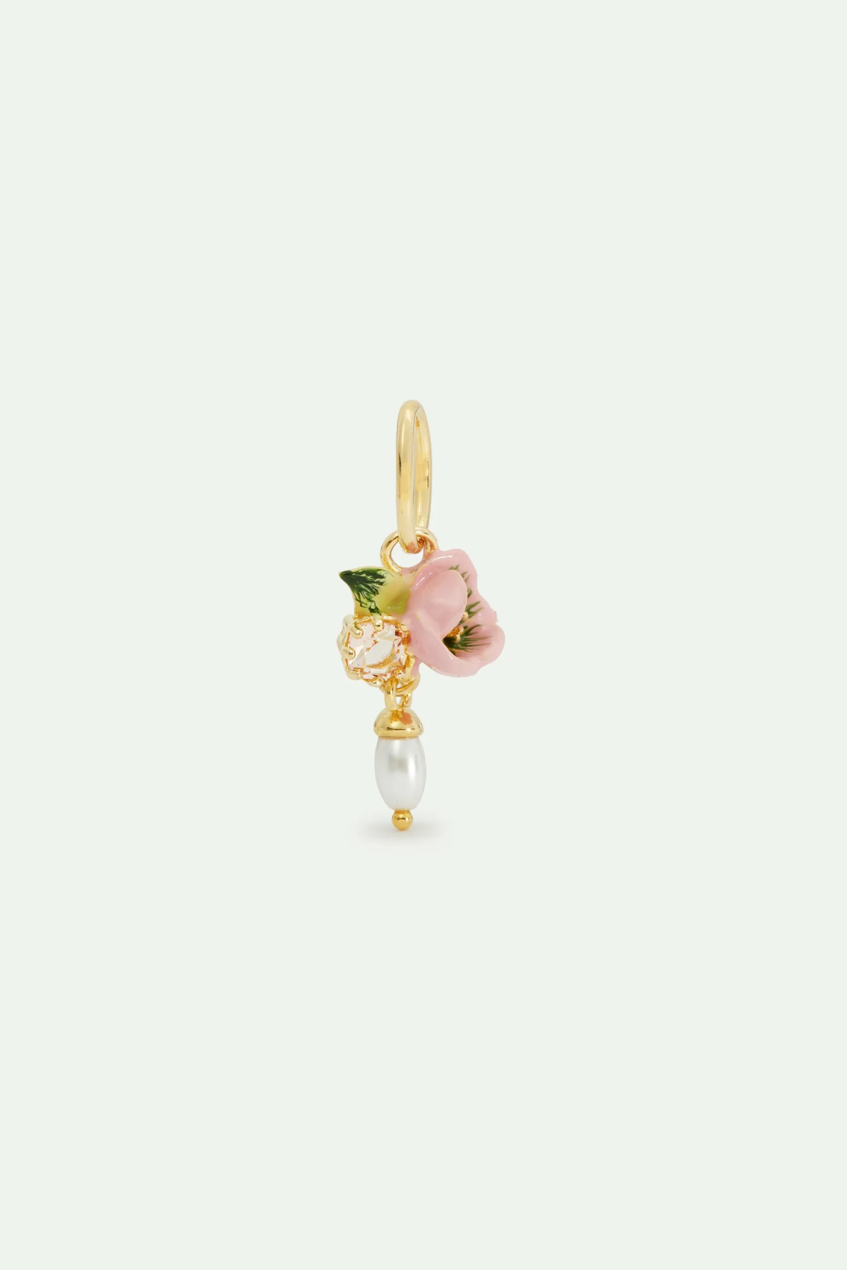 Pendentif héllébore rose et perle fantaisie, Féminité et Douceur