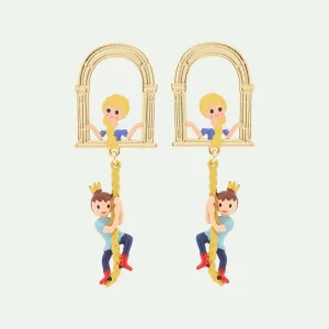 Boucles d'oreilles tiges princesse chevelure enchantée et prince