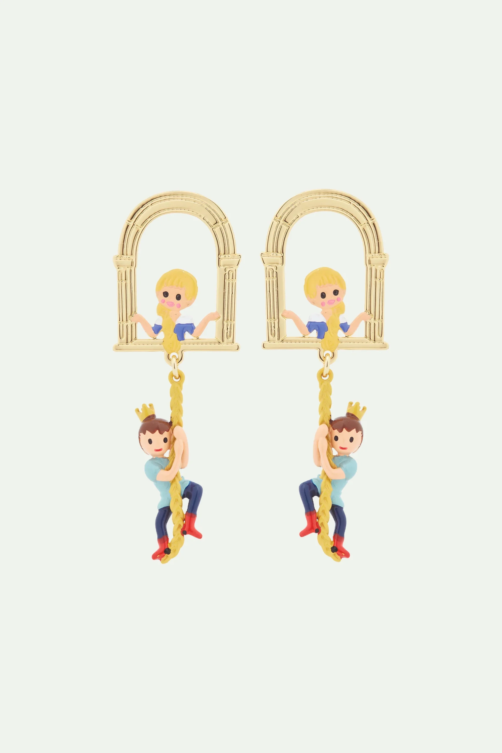 Boucles d'oreilles tiges princesse chevelure enchantée et prince