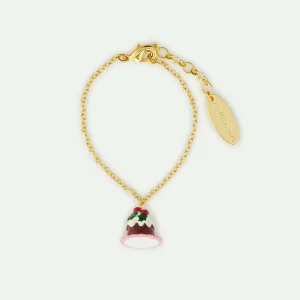 Bracelet pendentif pudding et perle de cristal facetté rouge