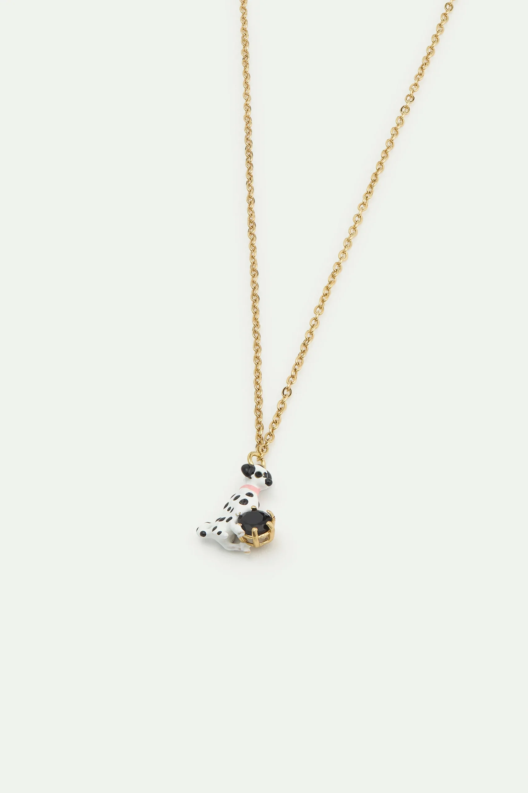 Collier pendentif dalmatien et pierre ronde facettée noire – Image 2