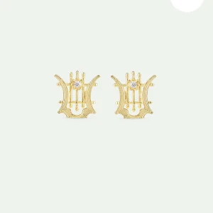 Boucles d'oreilles tiges dorées Lyre