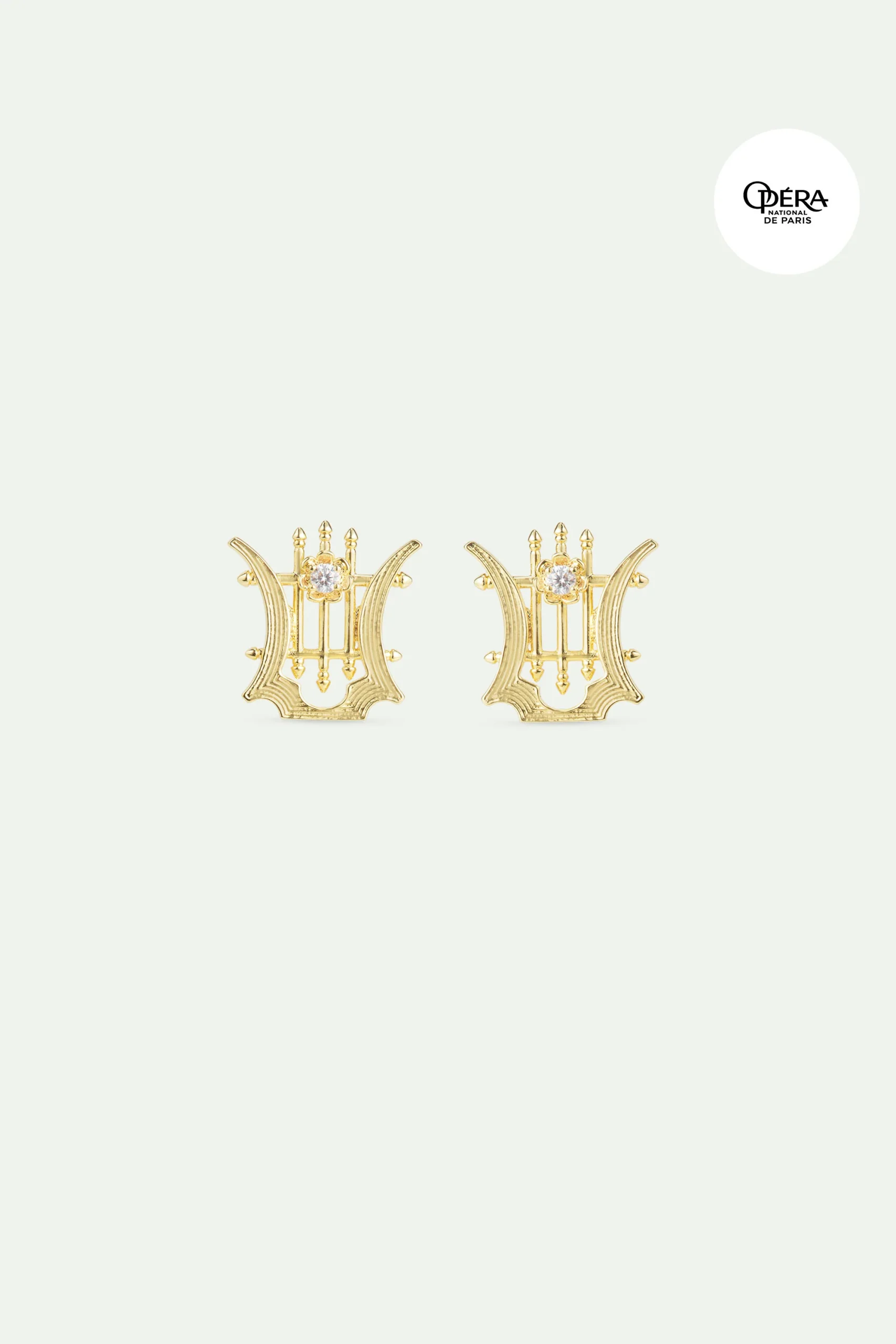 Boucles d'oreilles tiges dorées Lyre