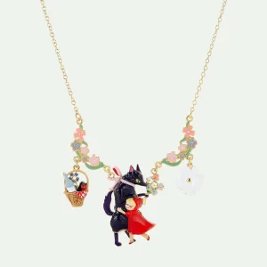 Collier plastron fleuri le grand méchant loup et le petit chaperon rouge