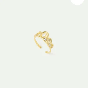 Bague ajustable Diadème doré en filigrane et cristaux