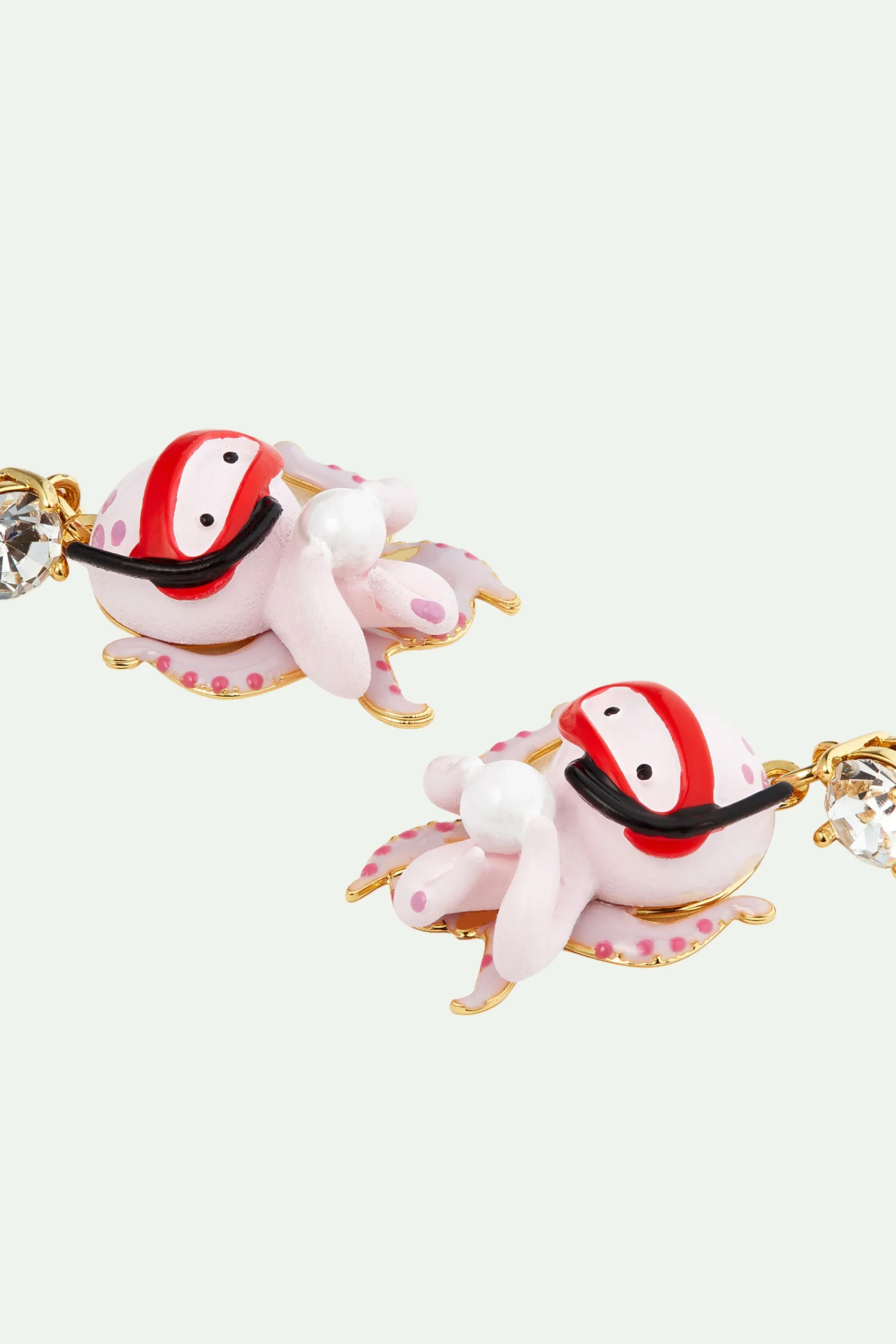 Boucles d'oreilles pieuvre, perle et pierre taillée – Image 4