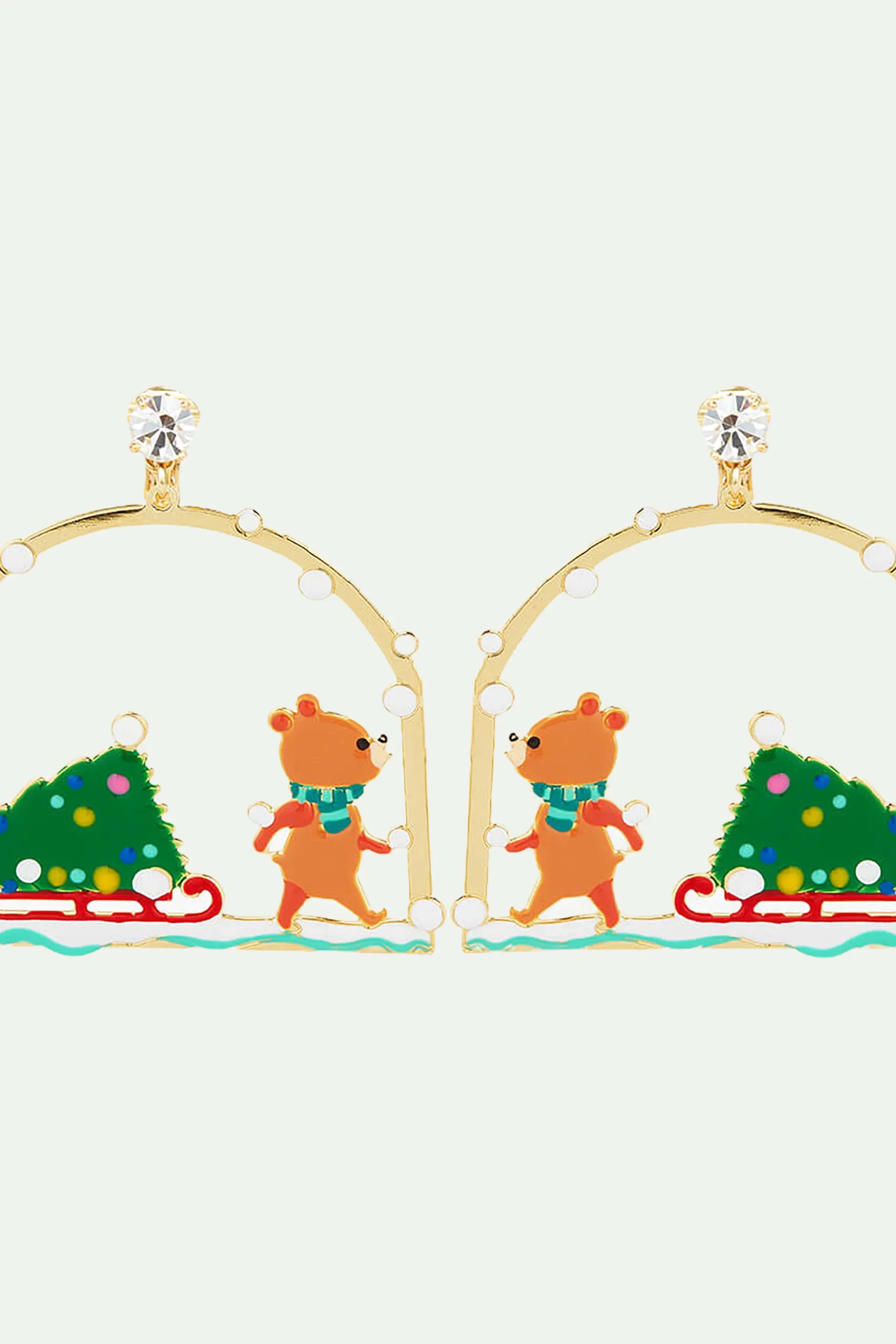 Boucles d'Oreilles Tiges Sapin de Noël et Ourson – Image 4