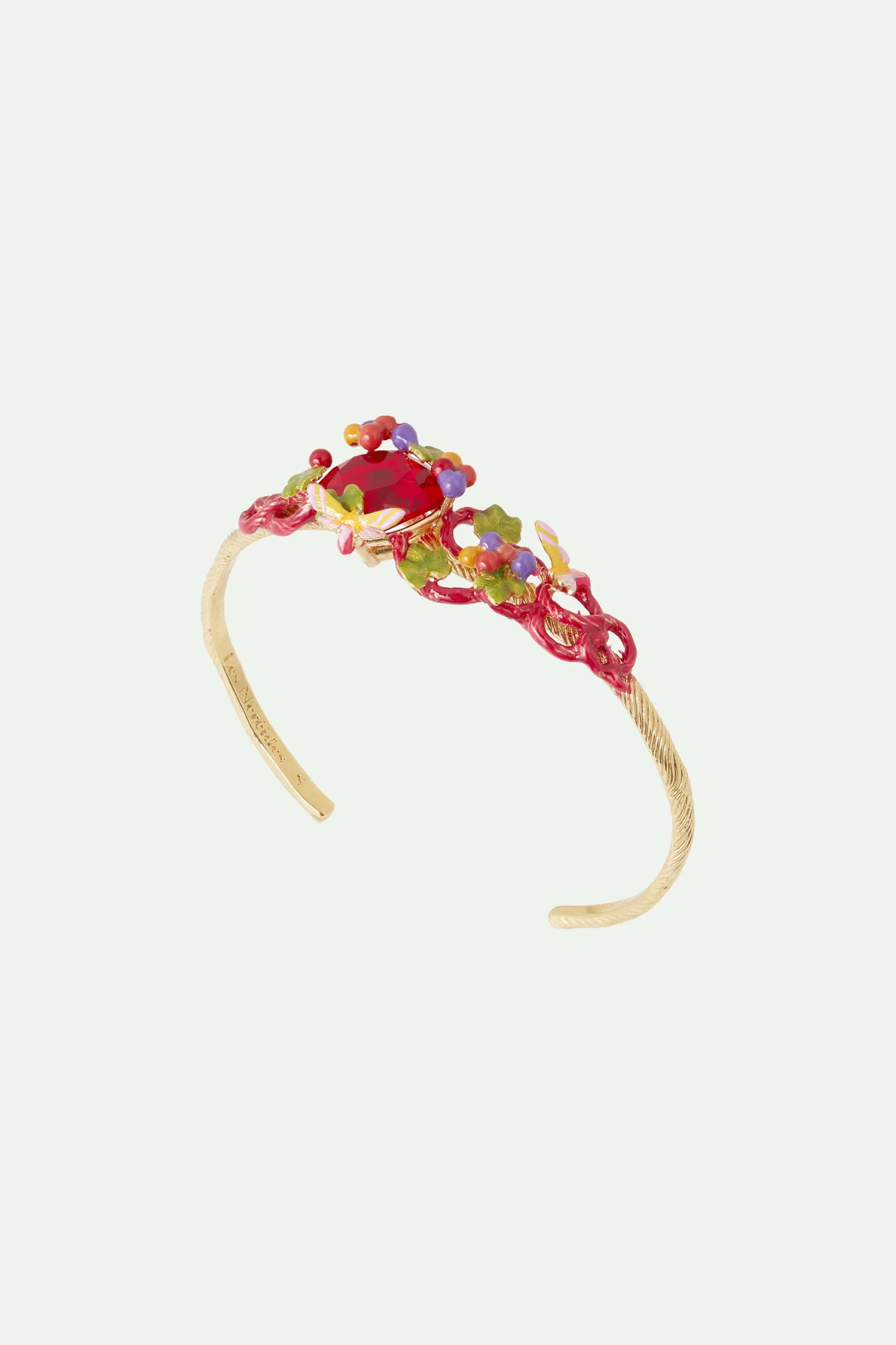 Bracelet Jonc Raisin, Feuille de Vigne et Papillon