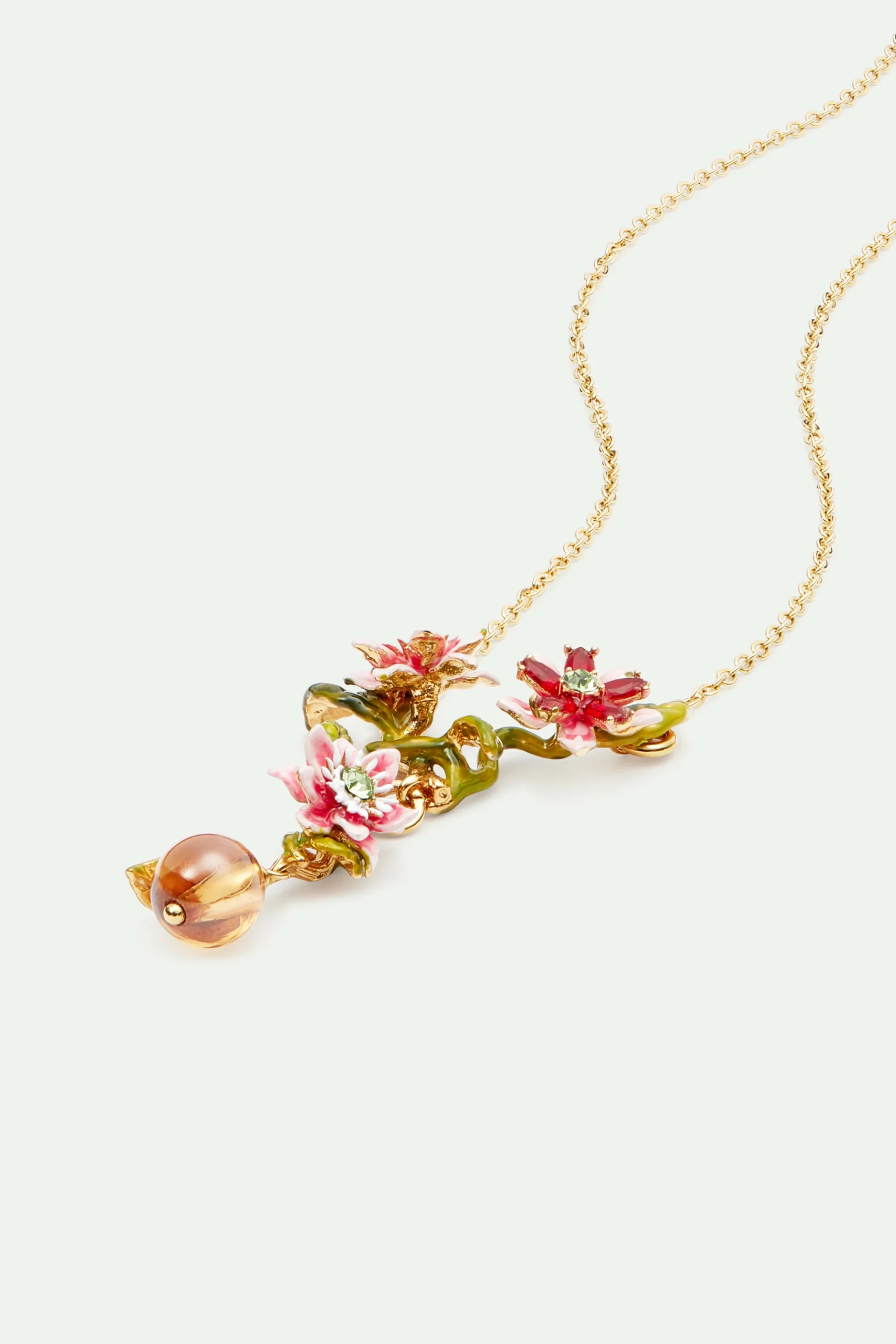 Collier fleurs de Passiflore et perle de verre – Image 2