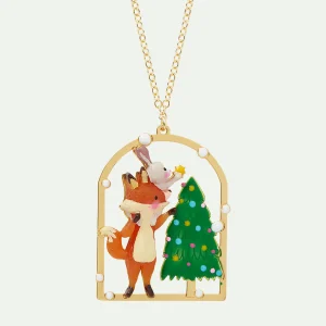 Collier Pendentif Lapin, Renard et Sapin de Noël