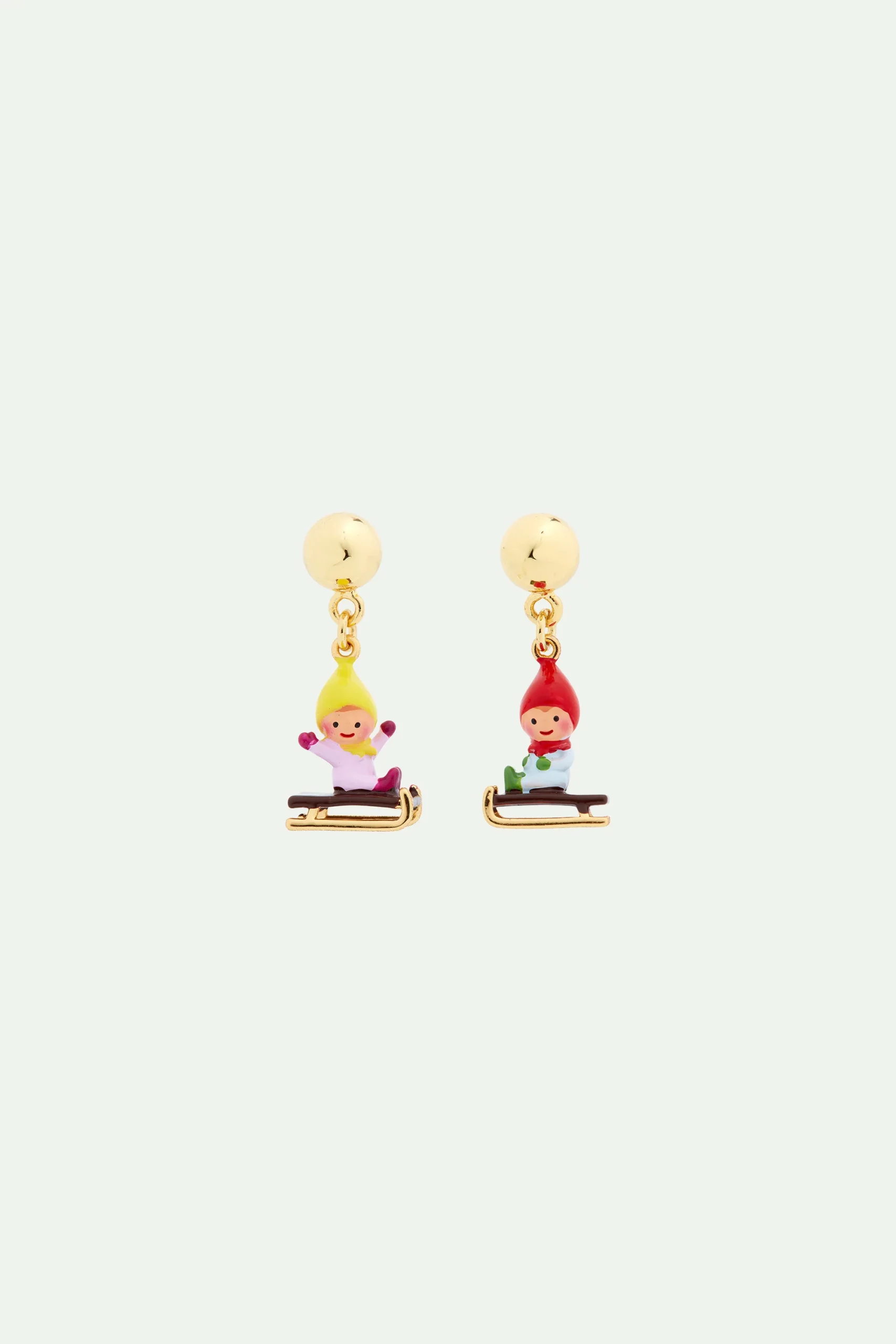 Boucles d'oreilles enfant nains en luge