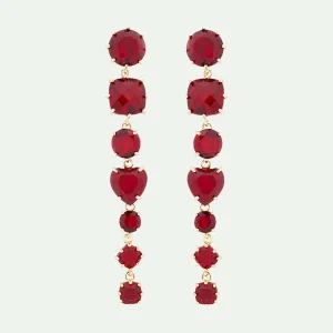 Boucles d'oreilles 7 pierres La Diamantine Rouge Grenat