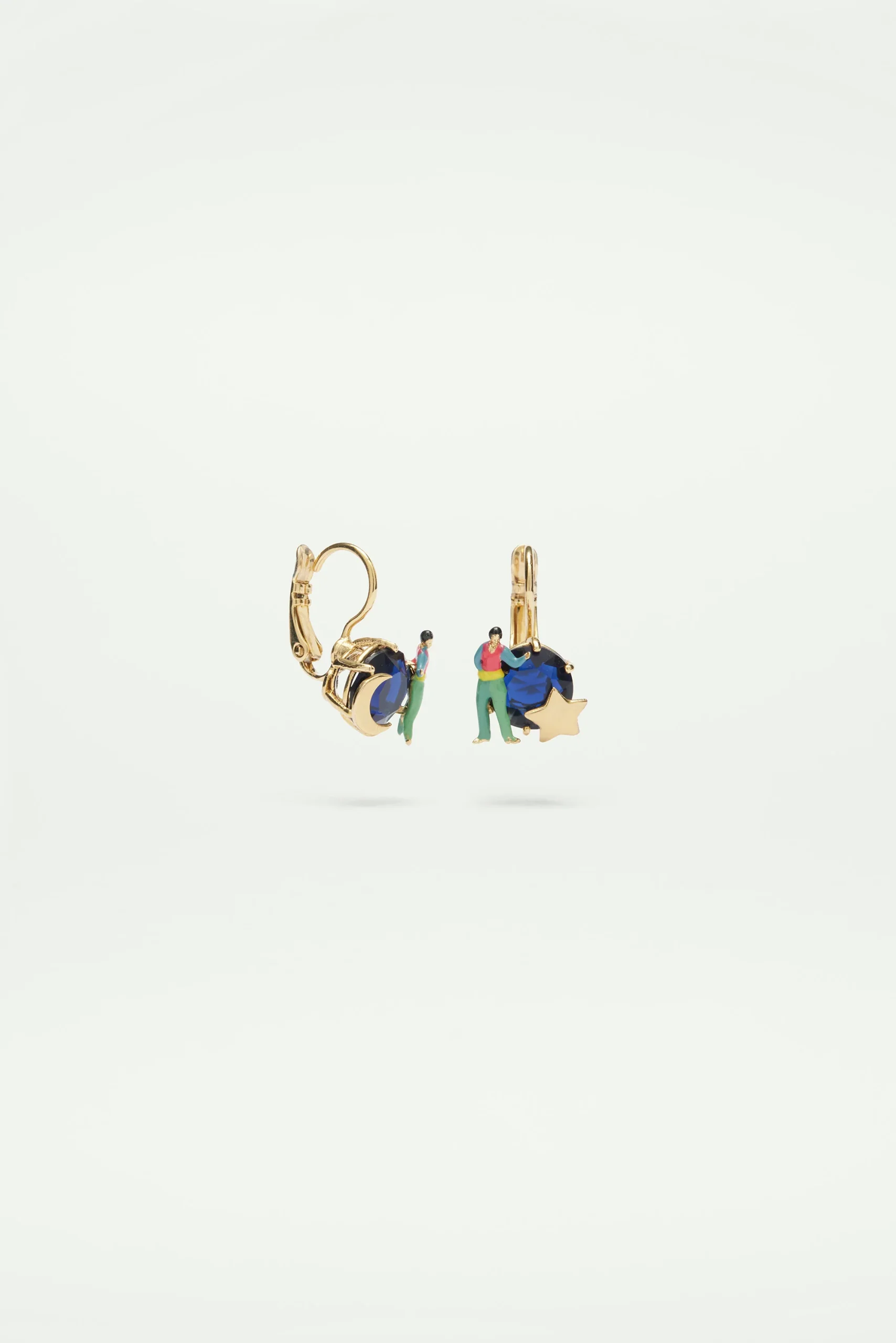 Boucles d'oreilles dormeuses asymétriques pierre en verre taillé – Image 3