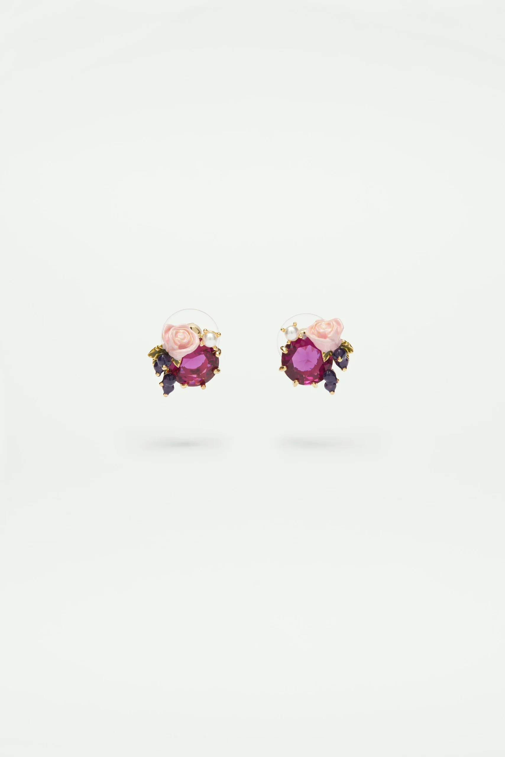 Boucles d'oreilles Roses et baies de cassis