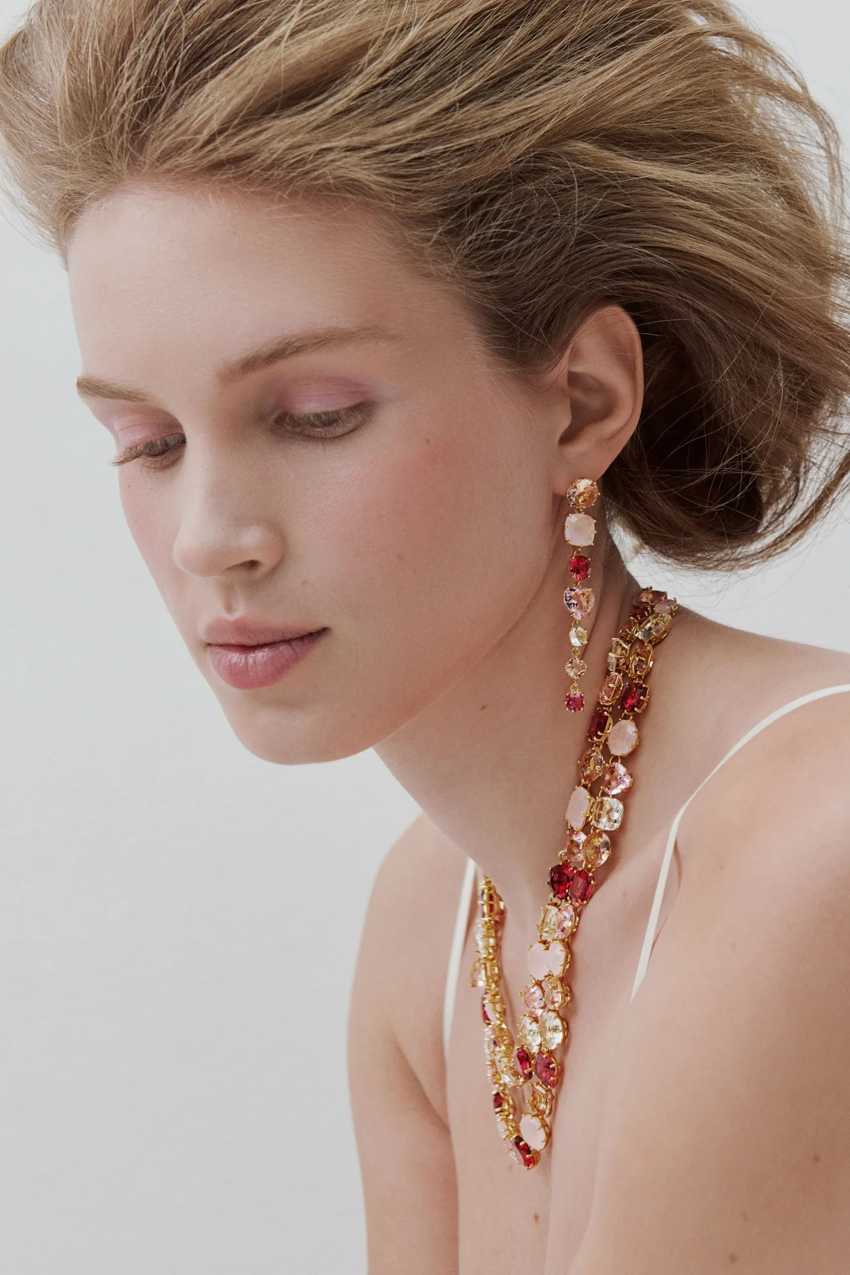 Boucles d'oreilles pendante La Diamantine Rosa Centifiola – Image 2