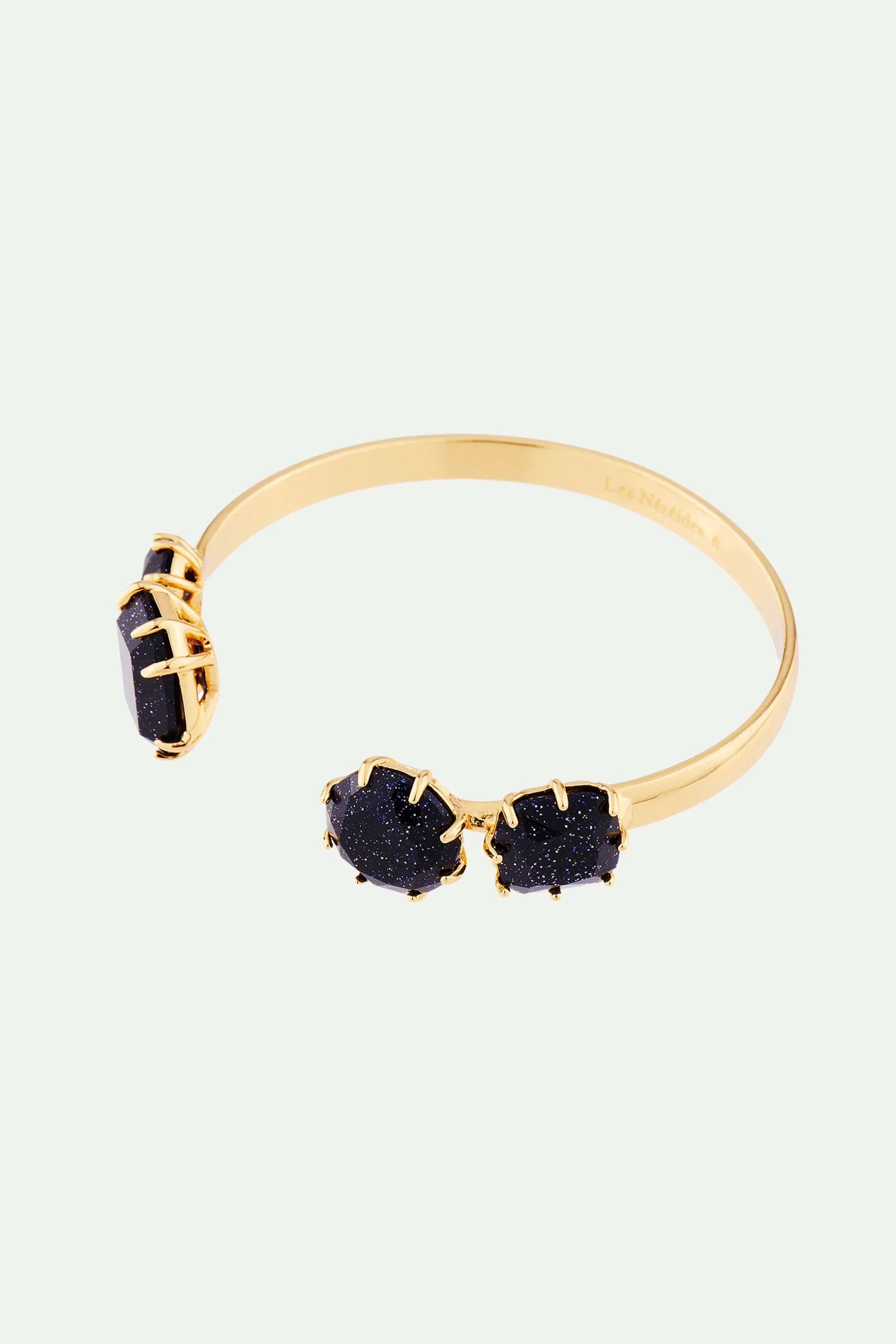 Bracelet jonc 4 pierres la diamantine bleu nuit pailleté – Image 4