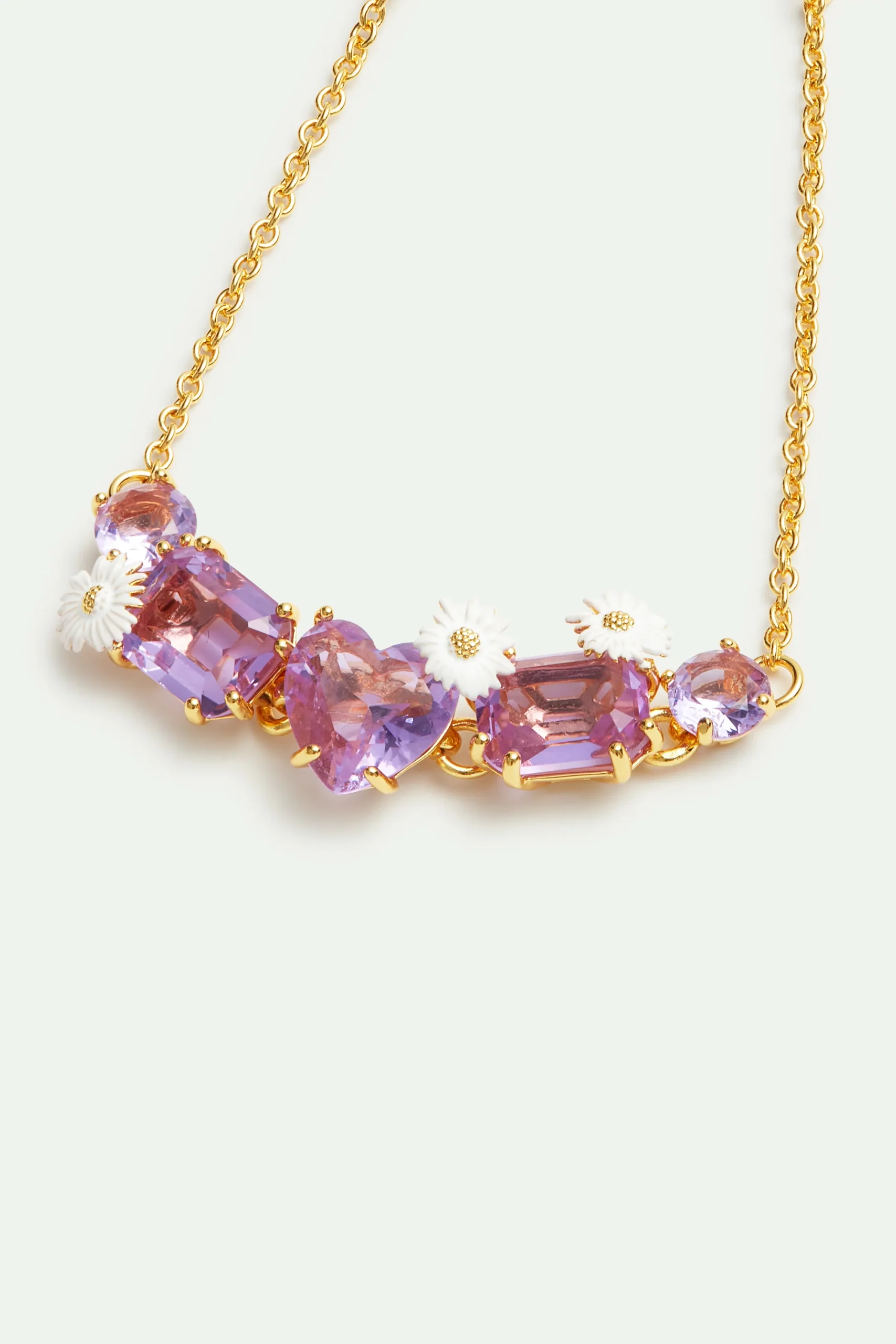 Bracelet fin cinq pierres La Diamantine lavande et marguerites – Image 2