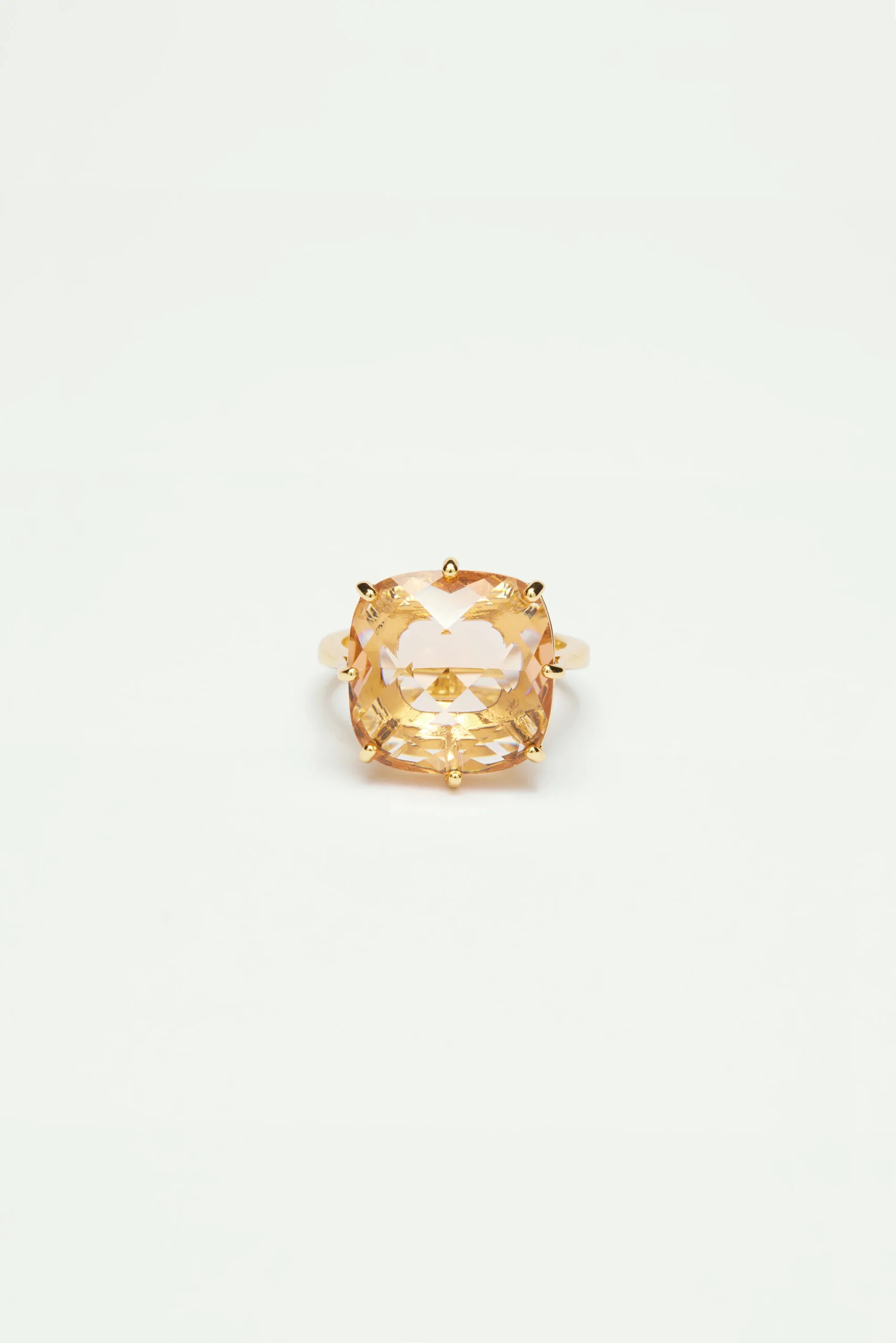 Bague solitaire carré la diamantine rose abricot – Image 2