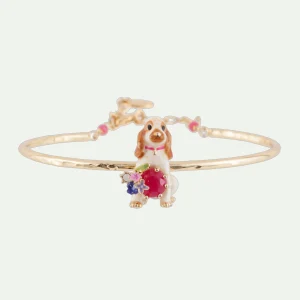 Semi-rigid Bracelet LES NEREIDES LOVES ANIMALS Cocker & blue stone DO