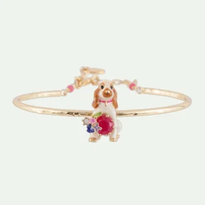 Semi-rigid Bracelet LES NEREIDES LOVES ANIMALS Cocker & blue stone DO