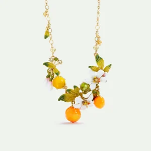Collier plastron fleurs d'oranger et oranges