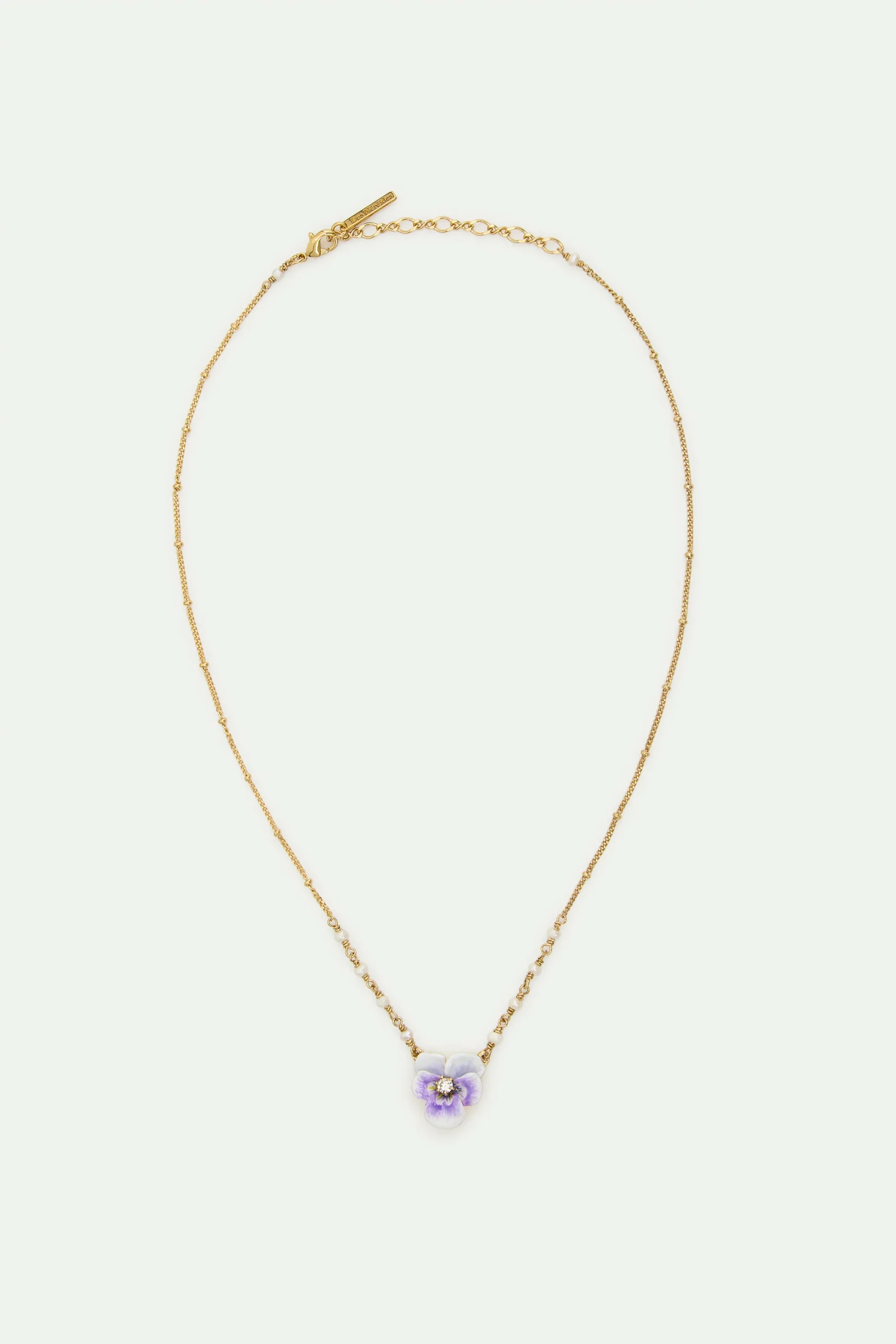 Collier pendentif pensée violette et cristal taillé – Image 4