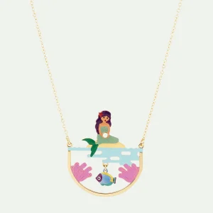 Collier plastron sirène et fond marin