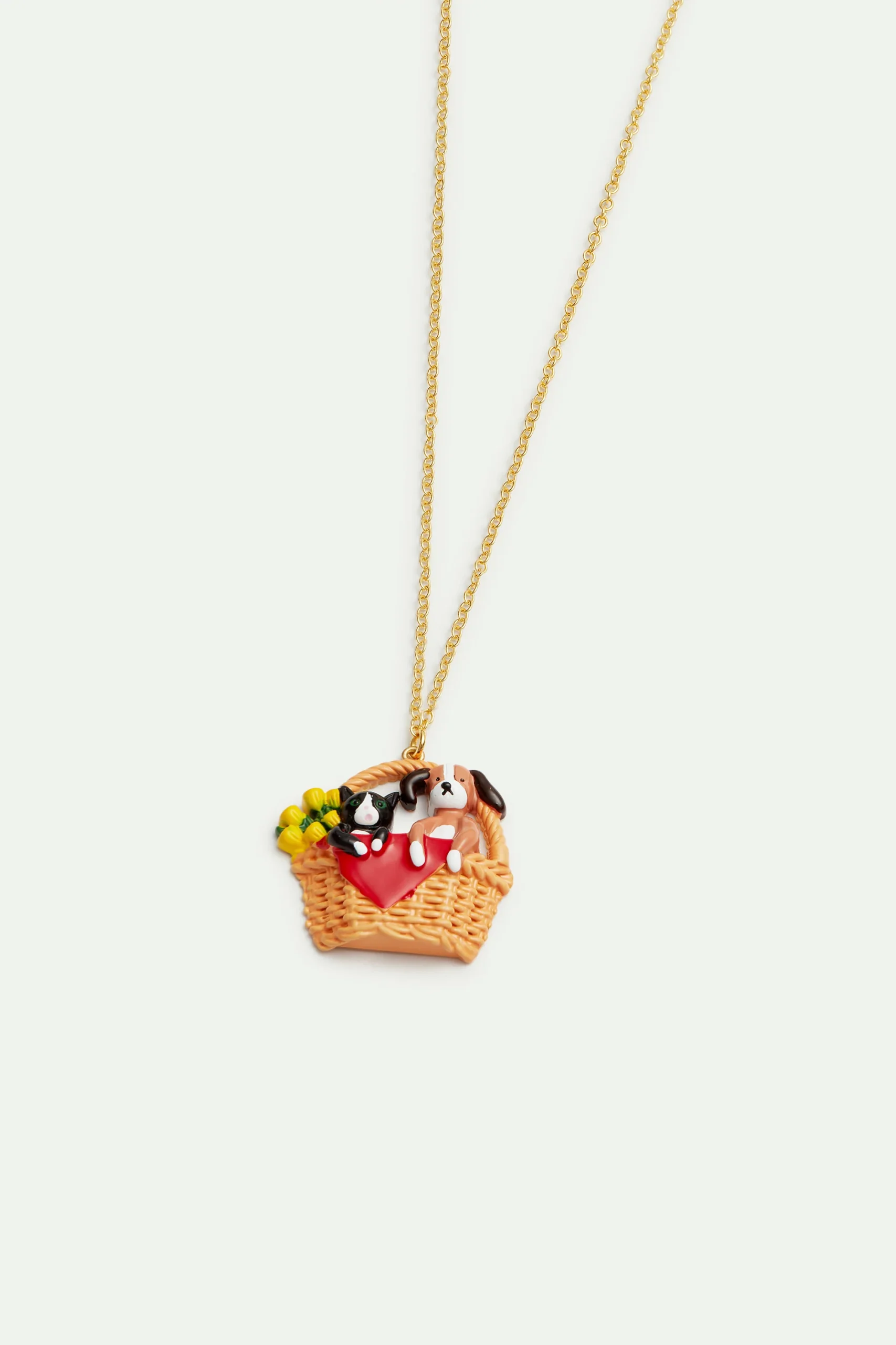 Collier pendentif panier en osier, chat et chien – Image 2