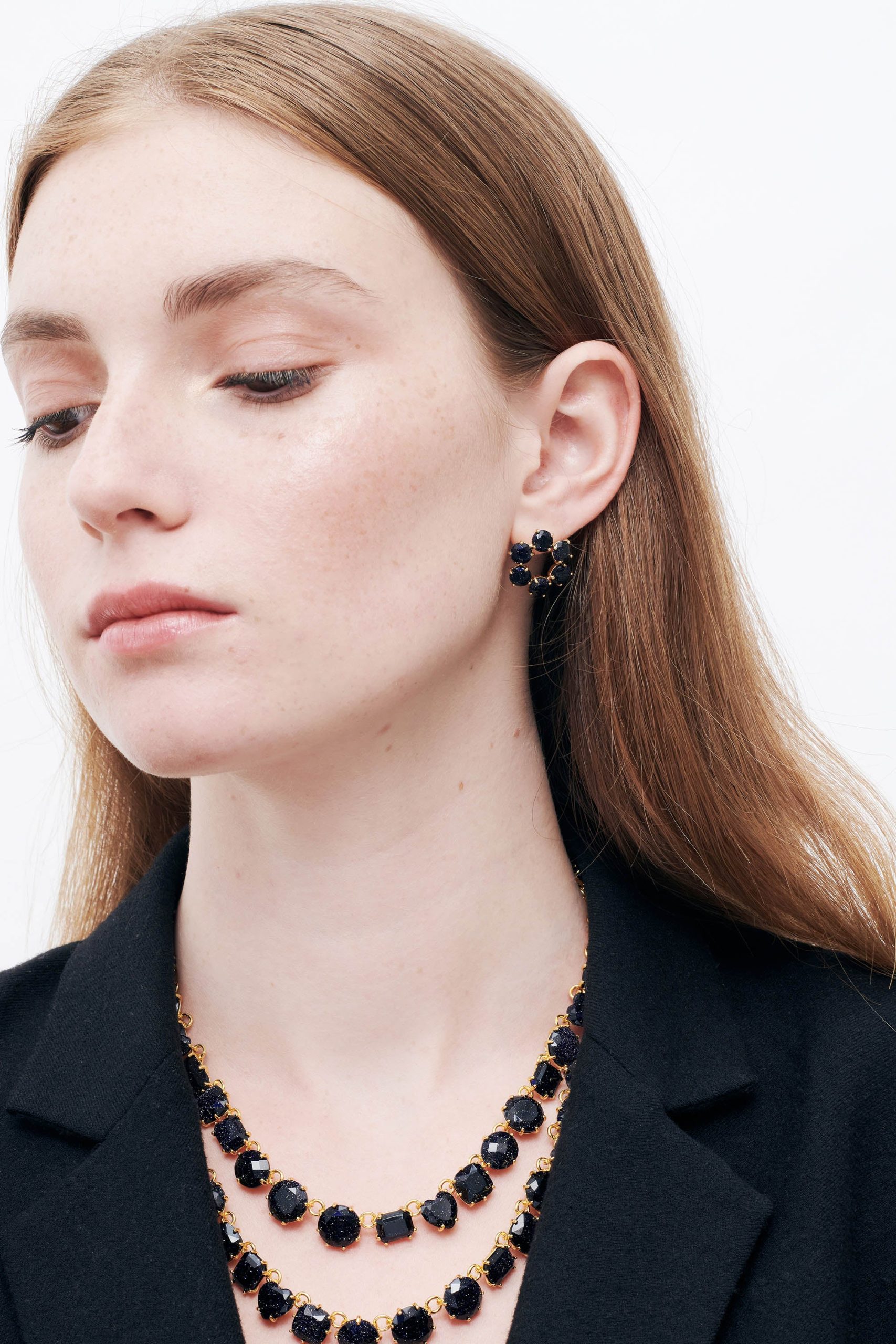 créoles 6 pierres la diamantine bleu nuit pailleté – Image 2