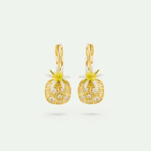 Boucles d'oreilles dormeuses fleur d'edelweiss et oxydes de zirconium