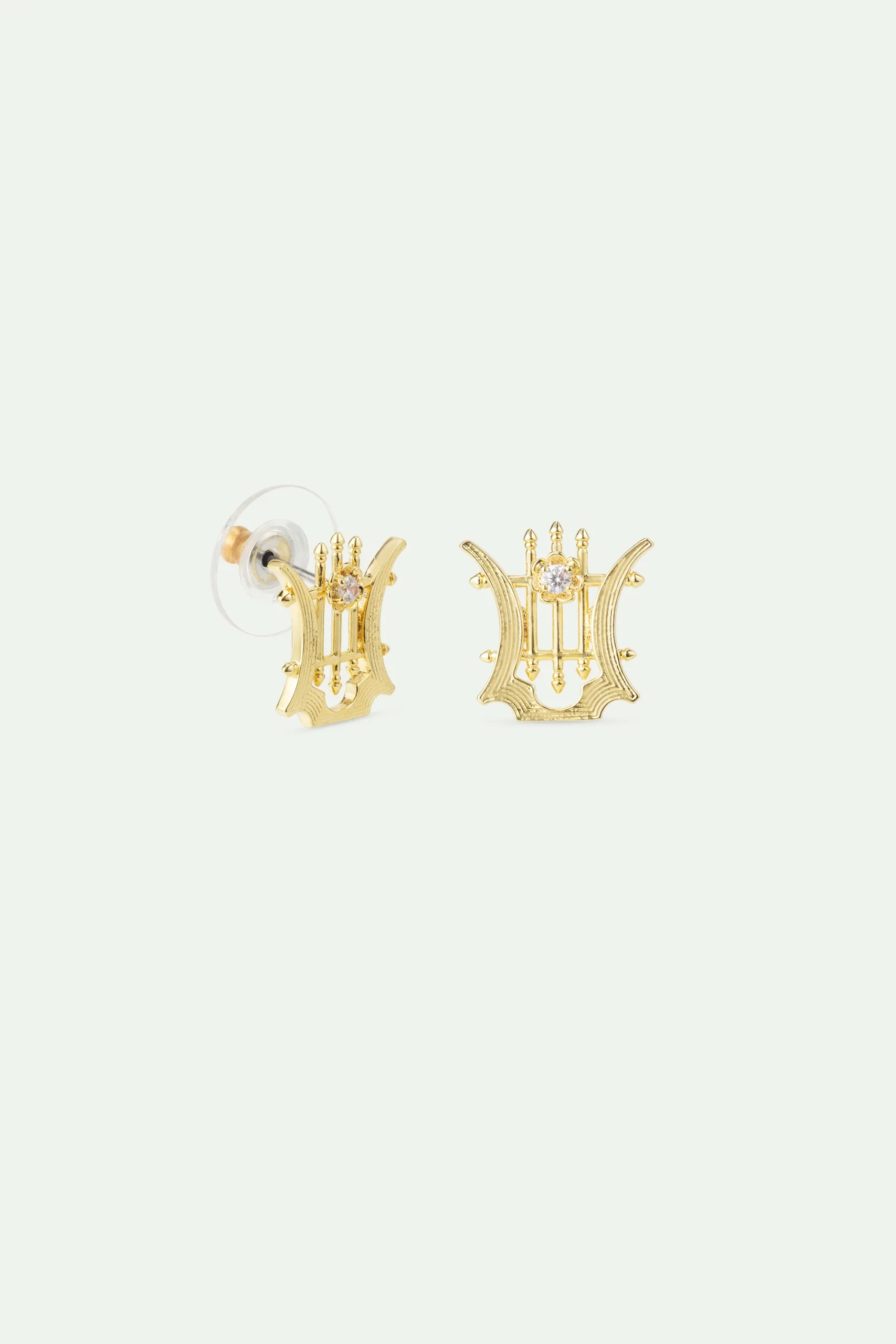 Boucles d'oreilles tiges dorées Lyre – Image 3