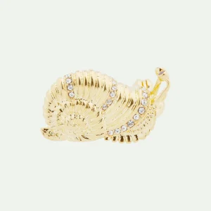 Broche escargot doré et cristaux facettés