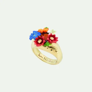 Bague cocktail fleurs et clémentine