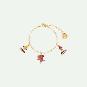 Bracelet charm's enfants nains en luge et écureuil