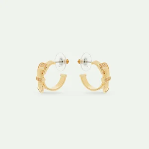 Boucles d'oreilles créoles ceinture en laiton doré et cristaux