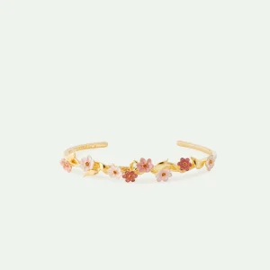 Bracelet jonc fleurs de jasmin roses