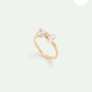 Bague ajustable ruban rose et cristal
