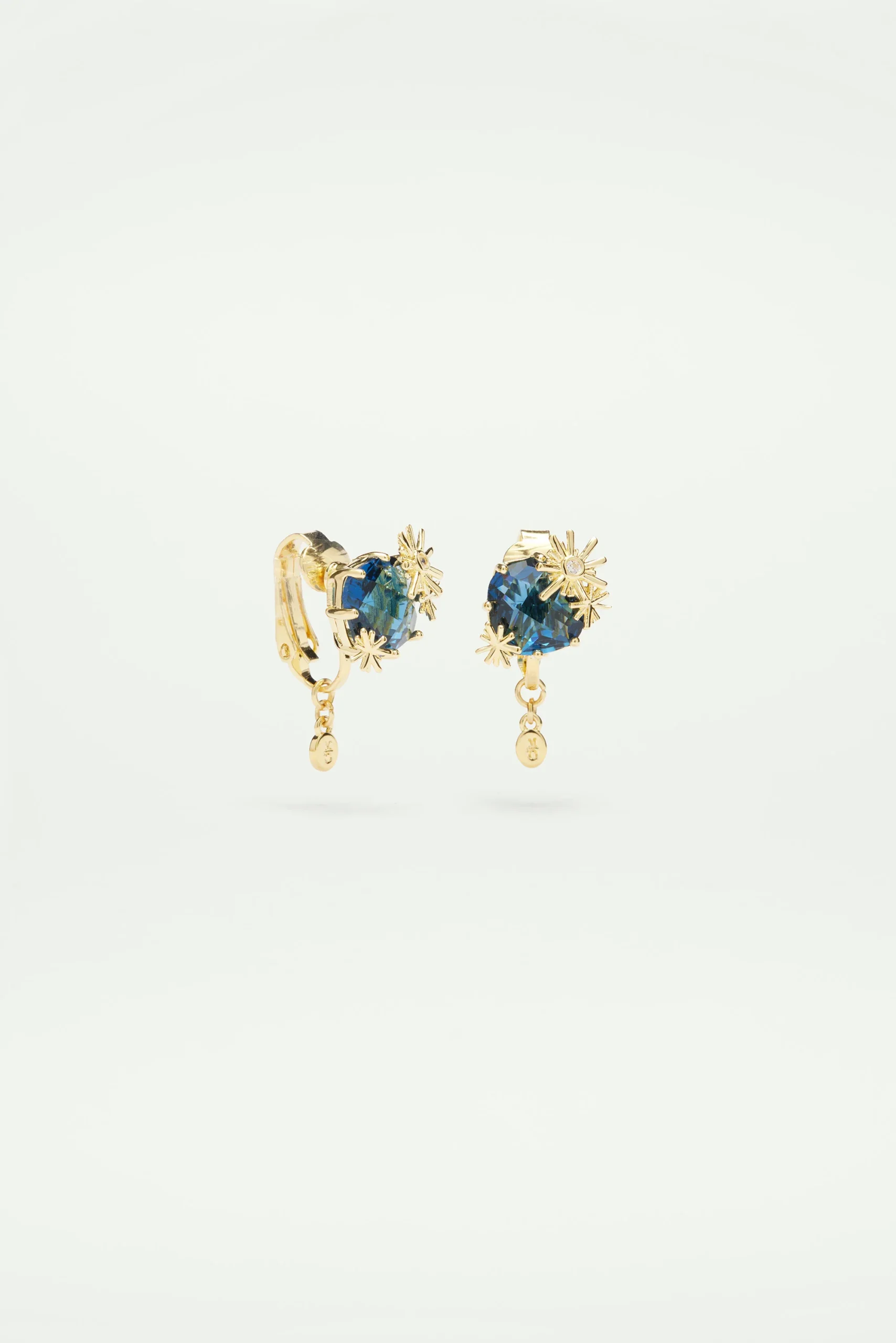 Boucles d'oreilles étoiles dorées et pierre carrée – Image 5