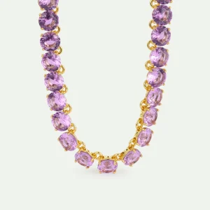 Collier ras de cou pierres rondes La Diamantine lavande