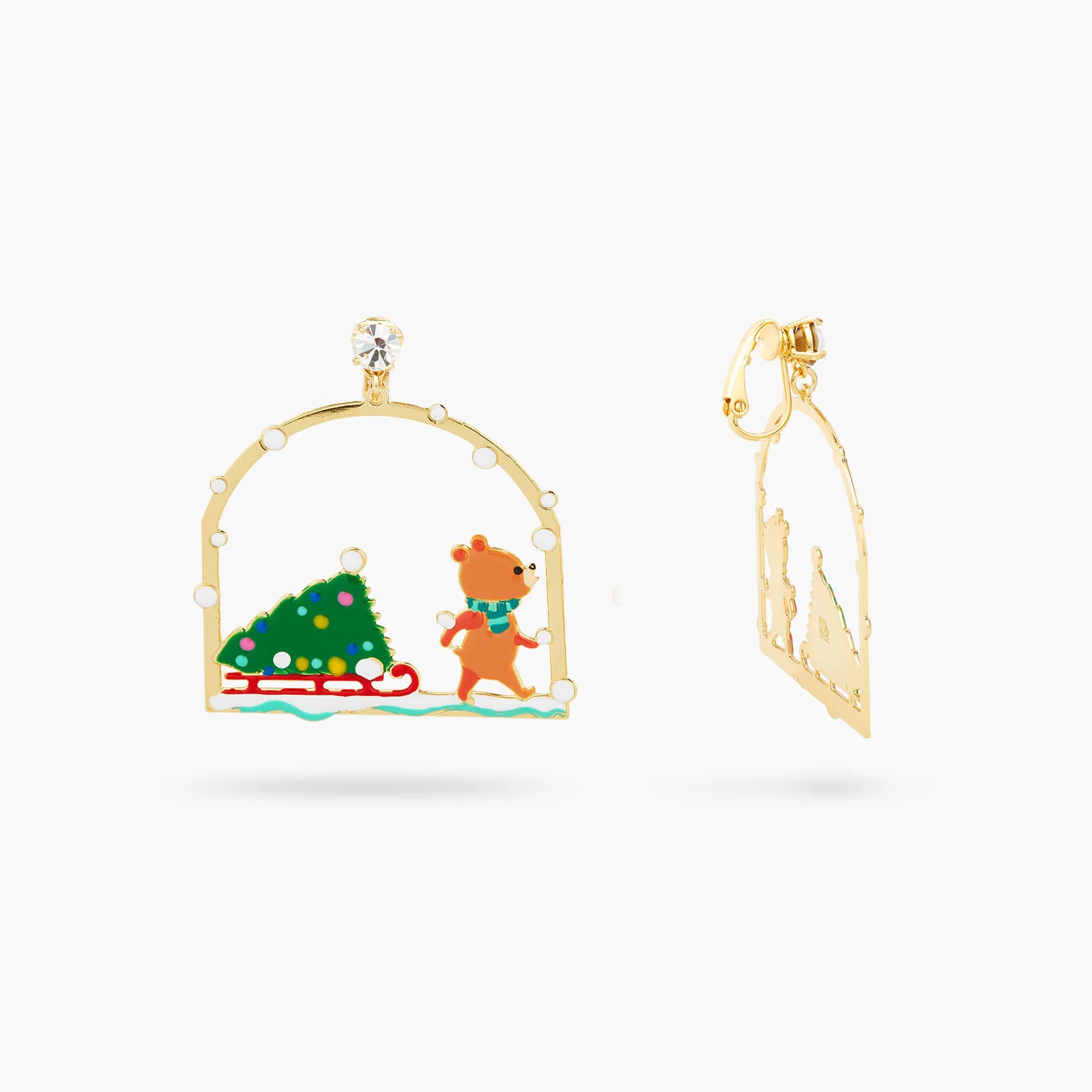 Boucles d'Oreilles Tiges Sapin de Noël et Ourson – Image 5