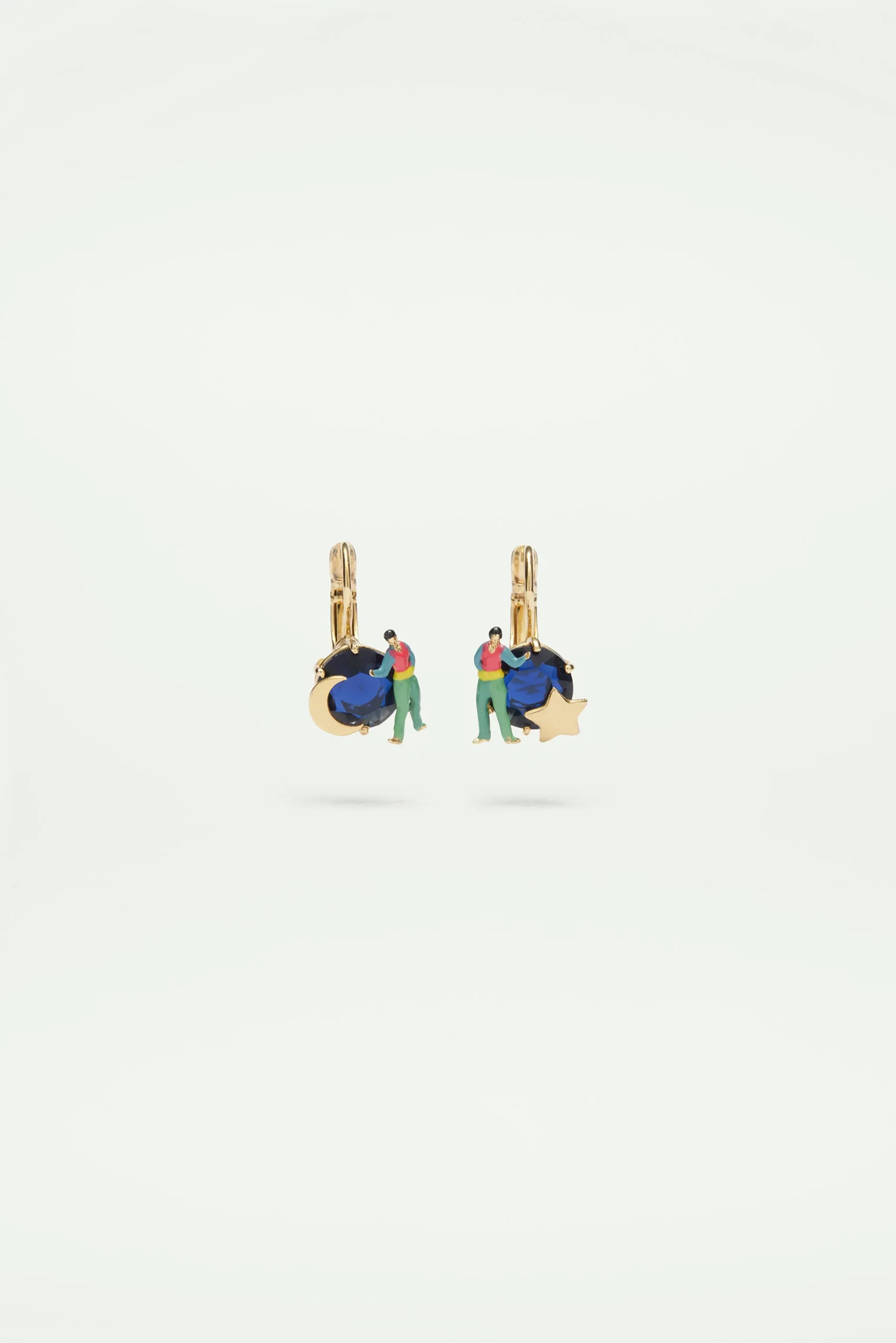 Boucles d'oreilles dormeuses asymétriques pierre en verre taillé