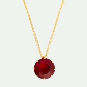Collier sautoir pierre ronde La Diamantine rouge grenat