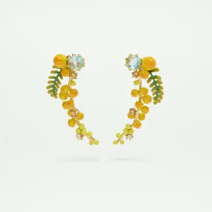 Boucles d'oreilles branche de mimosa et fougère